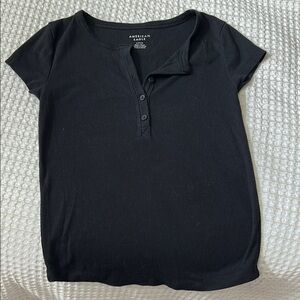 American Eagle Outfitters Black Fitted Polo T-Shirt